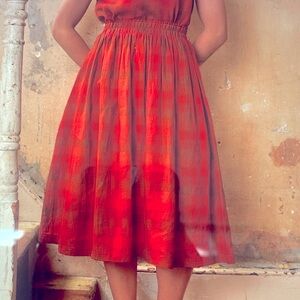 Pyne & Smith linen skirt no. 11 Paloma check nwt